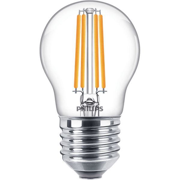 Bombilla LED Esférica G45 con rosca E27 de Filamento 6,5W – 60W transparente | LeonLeds