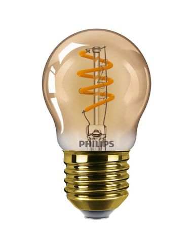 Ampoule LED G45 à intensité variable avec E27 Gold Vintage Style 2.6W - 15W Classic Gold Philips | leonleds
