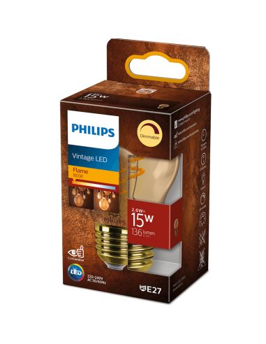 Ampoule LED G45 à intensité variable avec E27 Gold Vintage Style 2.6W - 15W Classic Gold Philips | leonleds