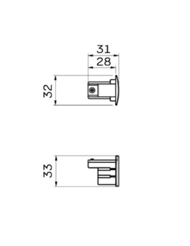 Tampa branca ou preta para trilhos trifásicos