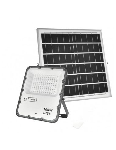 Potente Refletor LED Solar 100W com Controle Remoto | leonleds