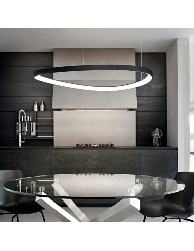 Candeeiro de tecto grande circular Gemini ambiente