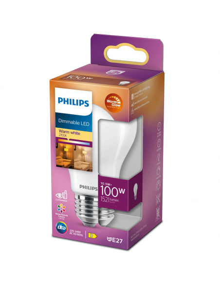 Bombilla LED E27 100W Regulable 100W - 10.5W Cristal Opaco LED Classic Dimmable 8719514324114 | LeonLeds