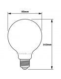 Dimensions Ampoule LED Globe Dimmable E27 G95 Filament 5.9W - 60W 2,700K Philips | leonleds