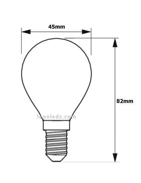 Dimensions Ampoule sphérique E14 format P45 verre opaque LED 6.5W - 60W Philips | leonleds