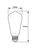 Medidas Lâmpada LED Edison ST64 regulável 5,9W - 60W 8719514323919 Philips | LeonLeds.com