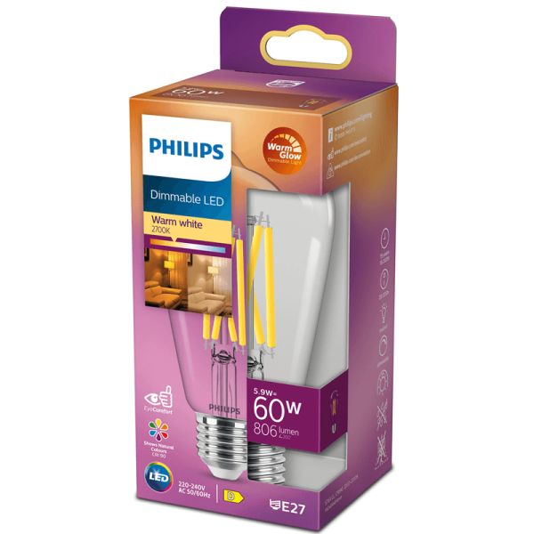 Bombilla LED Edison ST64 Regulable 5.9W - 60W WarmGlow Dimmable Filamento Philips 8719514323919 | LeonLeds