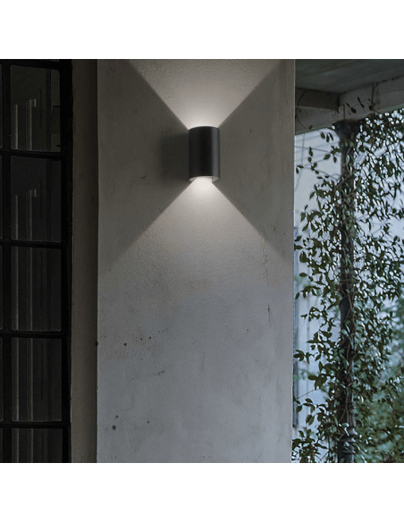 Aplique de exterior LED Apollo con doble luz ambiente