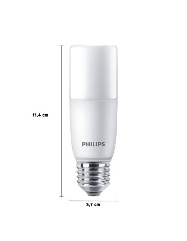 Dimensiones Bombilla LED E27 con rosca T38 Stick 75W - 9,5W Luz Natural 4000K 8718699771379 Philips | LeonLeds