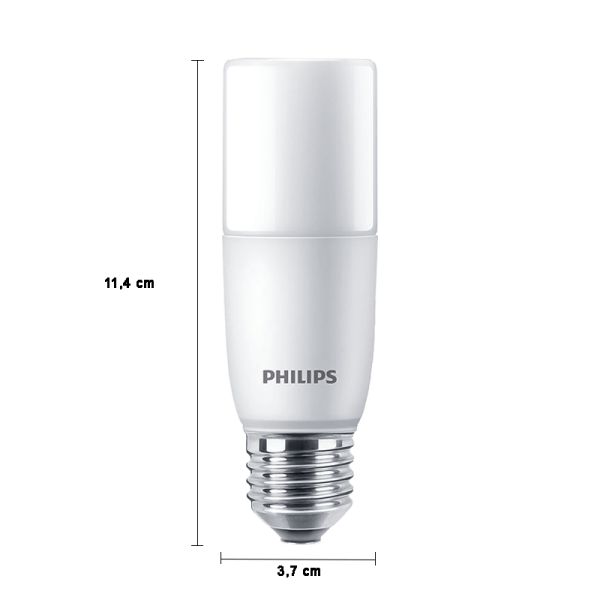 Dimensiones Bombilla LED E27 con rosca T38 Stick 75W - 9,5W Luz Natural 4000K 8718699771379 Philips | LeonLeds