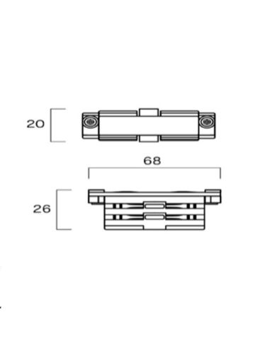 Conector intermediário reto Trilho trifásico Preto ou Branco Medidas | leonleds