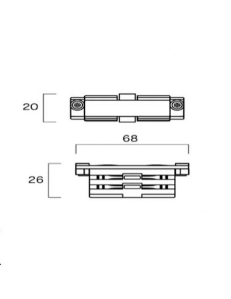 Conector intermediário reto Trilho trifásico Preto ou Branco Medidas | leonleds
