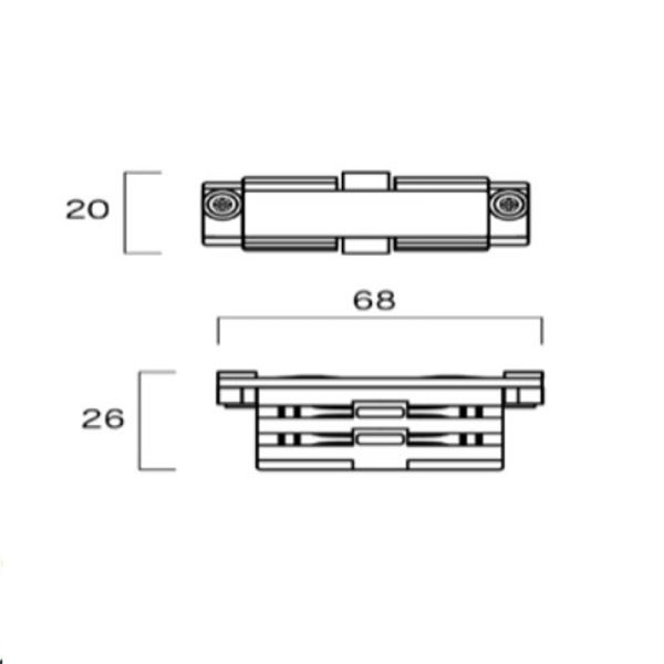 Conector intermedio recto Carril Trifásico Negro o Blanco Medidas | LeonLeds