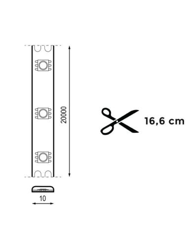 Corte de Tira LED Cob corte cada 16Cm 20W/m 20 Metros Sin Rectificador Cobpro | LeonLeds