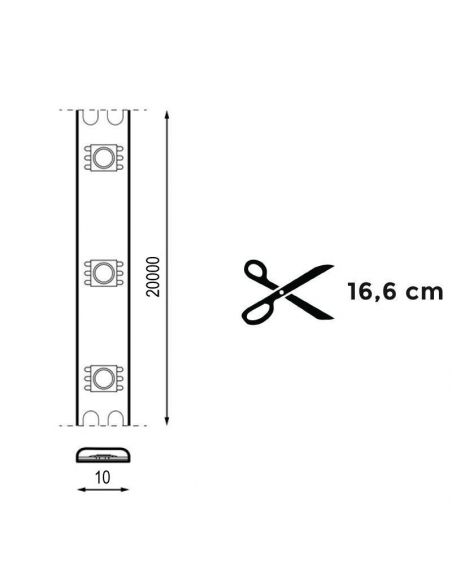 Corte de Tira LED Cob corte cada 16Cm 20W/m 20 Metros Sin Rectificador Cobpro | LeonLeds