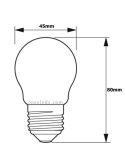 Dimensiones Bombilla LED esférica Regulable Filamento 3,7W - 40W 2700K G45 MASTER VLE LEDLuster 35551400 |LeonLeds.com