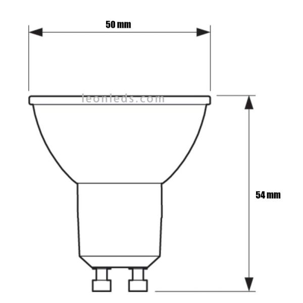 Dimensiones de Bombilla LED GU10 Regulable 3,7W - 35W 60º MasterLed spot 31226500 | LeonLeds