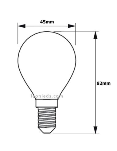 Medidas Bombilla E14 LED 4.3W P45 Filamento 2700K Philips 8718699763152 |LeonLeds.com