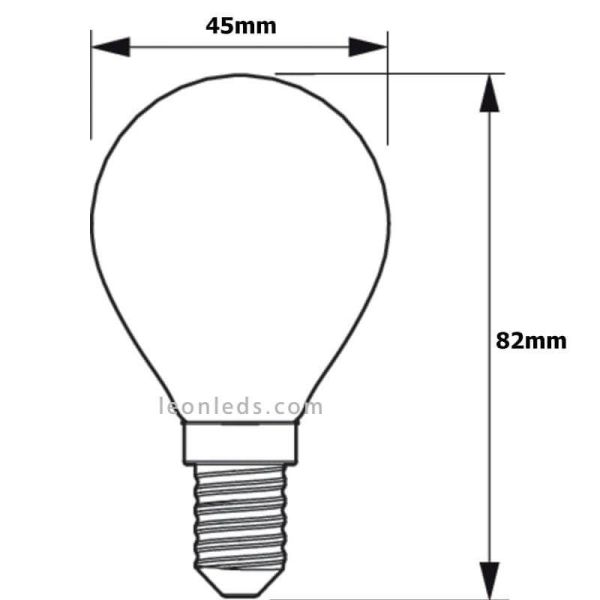 Medidas Bombilla E14 LED 4.3W P45 Filamento 2700K Philips 8718699763152 |LeonLeds.com