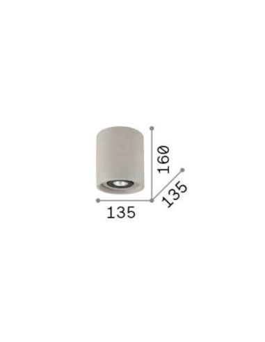 Plafón de techo Oak PL1 Redondo Cemento Ideal Lux Dimensiones | LeonLeds