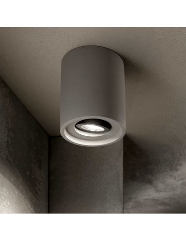 Plafón de techo Oak PL1 Redondo Cemento Ideal Lux Ambiente | LeonLeds