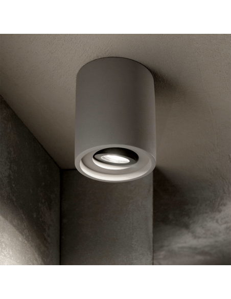 Plafón de techo Oak PL1 Redondo Cemento Ideal Lux Ambiente | LeonLeds