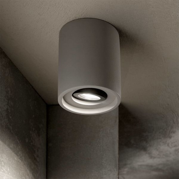 Plafón de techo Oak PL1 Redondo Cemento Ideal Lux Ambiente | LeonLeds