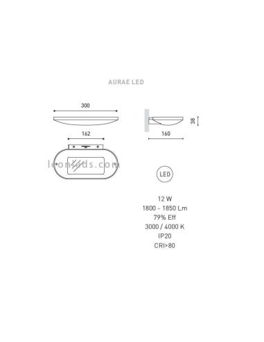 Applique Murale Led Aurae Noir 12W -ArkosLight- au meilleur prix | leonleds