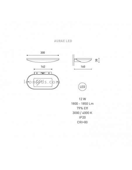 Applique Murale Led Aurae Noir 12W -ArkosLight- au meilleur prix | leonleds