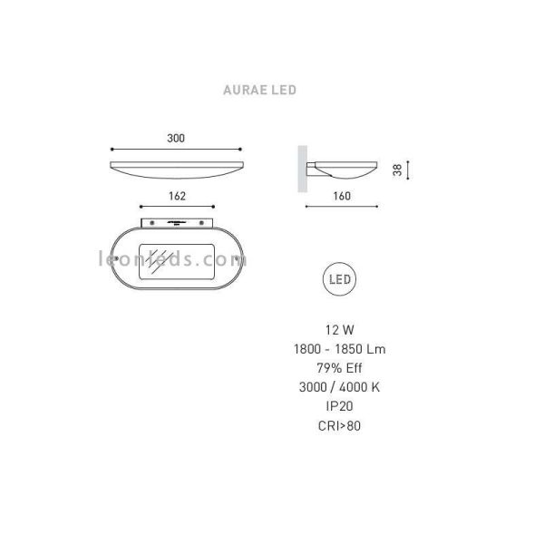 Applique Murale Led Aurae Noir 12W -ArkosLight- au meilleur prix | leonleds