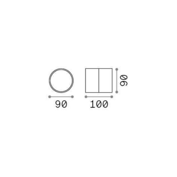 Aplique de exterior orientable Omega round dimensiones
