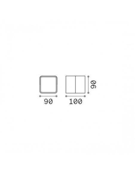 Mesures de l'applique d'extérieur LED en métal Omega Square