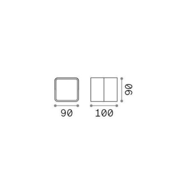 Mesures de l'applique d'extérieur LED en métal Omega Square