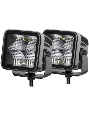 Farol LED Quadrado Kit Cubo Mágico Preto 3.2" 12V/24V 3000Lm 2 Unidades Deutsch Hella 1FA 358 176-811 Hella