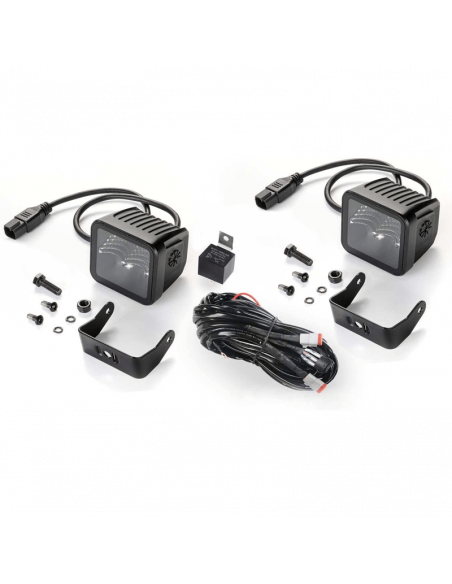 Phare LED Carré Noir Magic Cube Kit 3.2" 12V/24V 3000Lm 2 Unités Deutsch Hella 1FA 358 176-811 Hella | LeonLeds