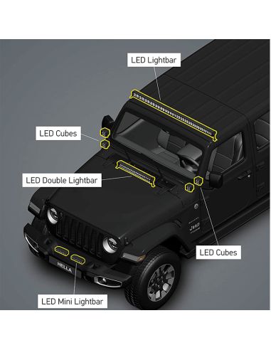 Faro LED cuadrado Black Magic Cube Kit 3,2" 12V/24V 3000Lm 2 Unds. Deutsch Hella 1FA 358 176-811 Hella | LeonLeds