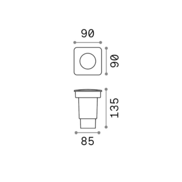 Foco empotrable exterior cuadrado Ceci square pequeño medidas