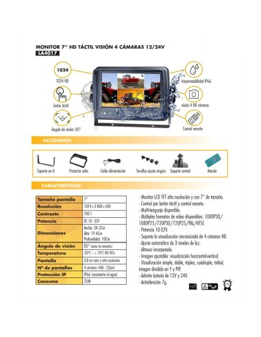 Monitor táctil HD de 7 pulgadas con...