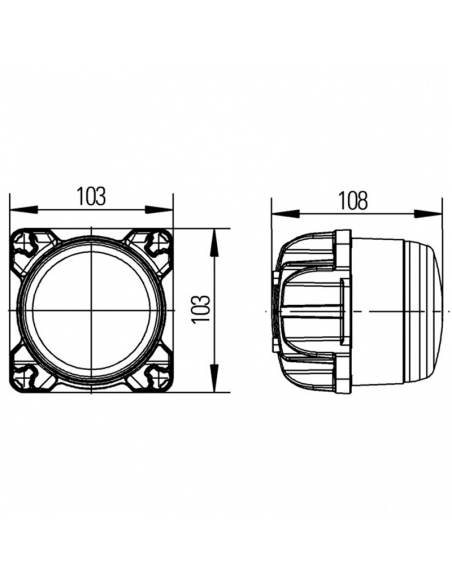 Farol redondo LED com óptica de trabalho Modul 90i Hella 1G0 996 263-501 com conector Deutsch Modul 90I Hella | leonleds