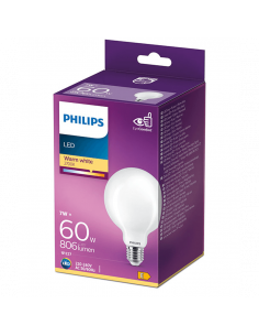 Bombilla Globo G93 E27 7W - 60W 2700K Cristal Opaco Philips | LeonLeds