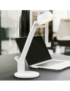Candeeiro de mesa LED branco Ava com carregamento USB 2