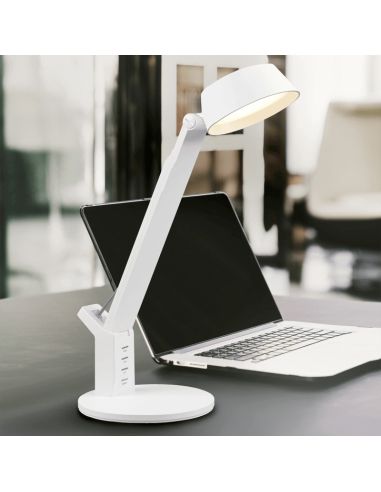 Lampe de table blanche Ava LED avec USB de charge ambiante