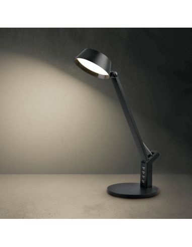 Lampe de table LED AVA noire orientable avec capteur d'ambiance
