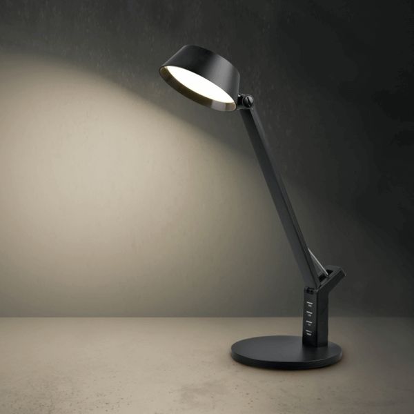 Candeeiro de mesa LED AVA preto ajustável com sensor de ambiente