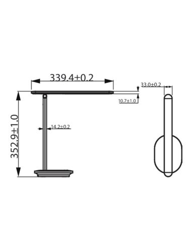 Mesures de la lampe à poser LED Ivoire noir et blanc