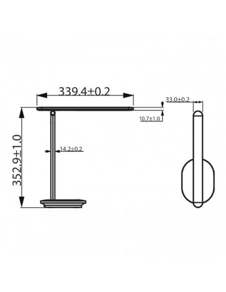 Mesures de la lampe à poser LED Ivoire noir et blanc