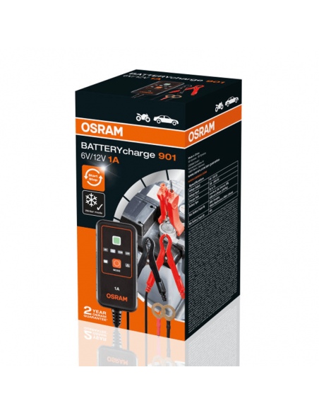Chargeur et mainteneur de batterie intelligent 6V et 12V 1A BATTERYcharge 901 4062172248563 Osram | leonleds