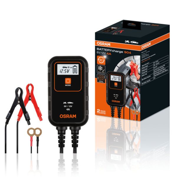 Carregador e Mantenedor de Bateria Inteligente 6V e 12V 4A BATTERYcharge 904 4052899620520 | leonleds