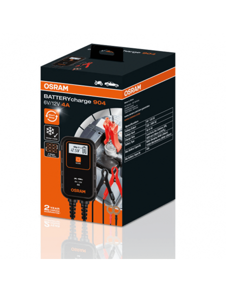 Caja Cargador y Mantenedor inteligente de baterías de 6V y 12V de 4A BATTERYcharge 904 4052899620520 | LeonLeds