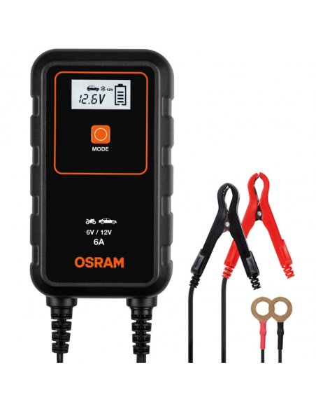 Cargador Inteligente para Moto o Coche 6V y 12V de 6A BATTERYcharge 906 Osram 4052899620537 | LeonLeds